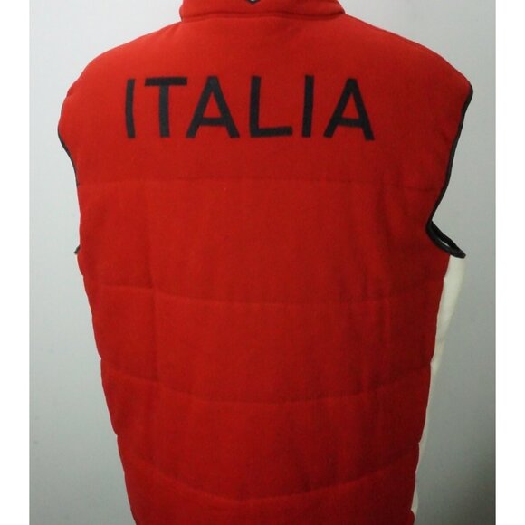 Polo by Ralph Lauren Italia Cotton Red White Quilted Vest Leather Trim XXL 2XL - Picture 3 of 5
